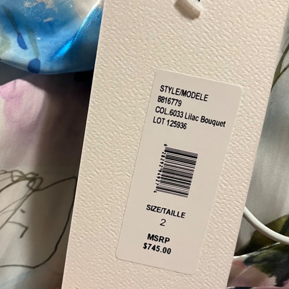 NWT Theia Couture MINA DRAPED LIQUID GOWN Satin Designer Floral Gown Sz 2 - Picture 6 of 6